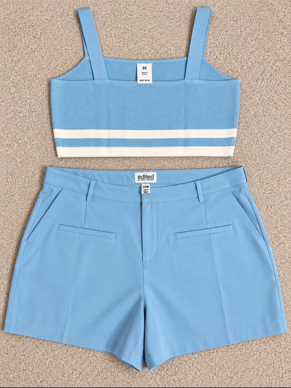 Edikted Sky Blue High-Rise Tailored Shorts